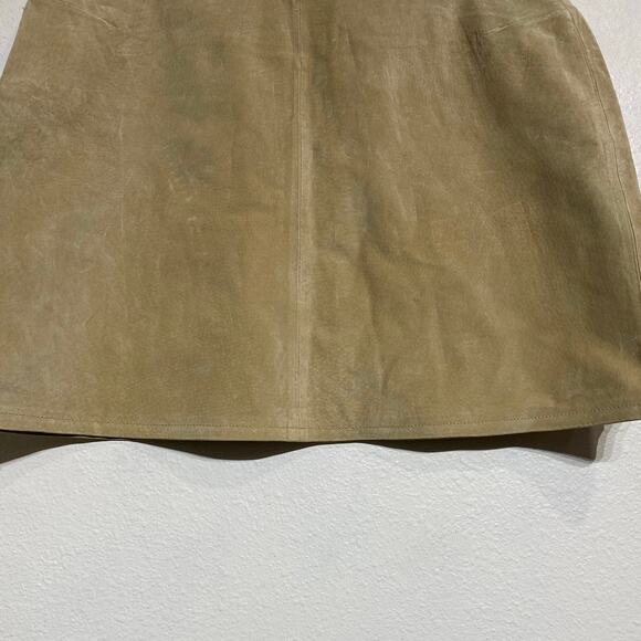 Eye Candy Cream Suede Leather Vintage Mini Skirt Sz 11 - Picture 3 of 9